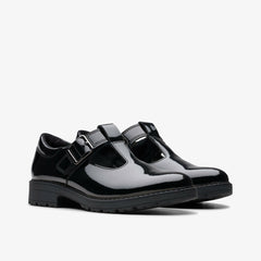 Loxham Bar Youth Black Patent | Clarks discount - Kids