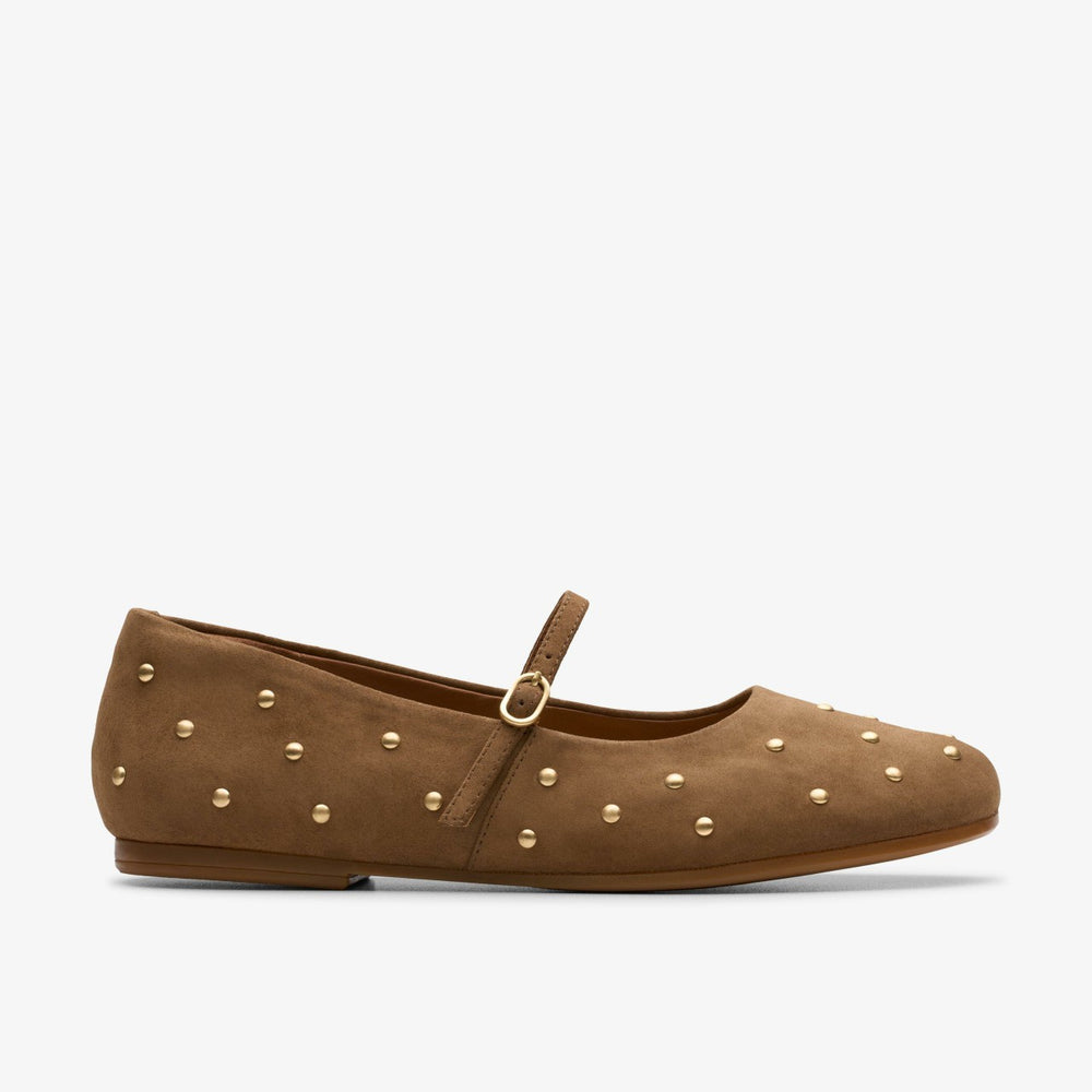 Livia Stud Walnut Suede | Clarks Sale - Women