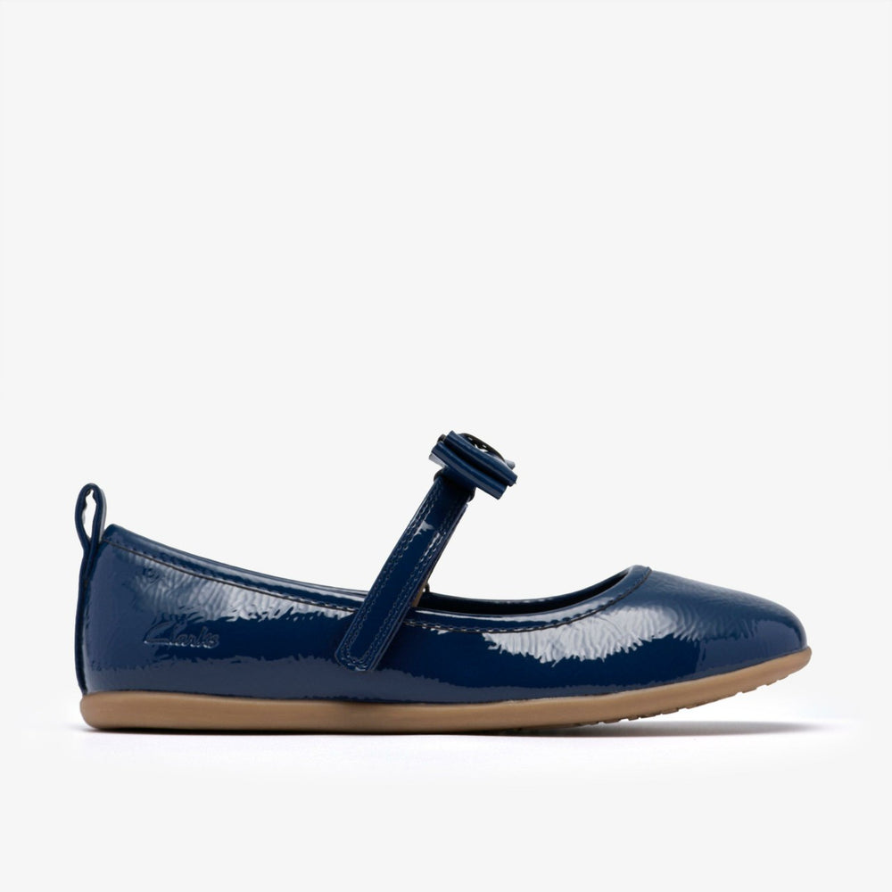 Charm Bow Kid Navy Patent | Clarks on Sale - Kids