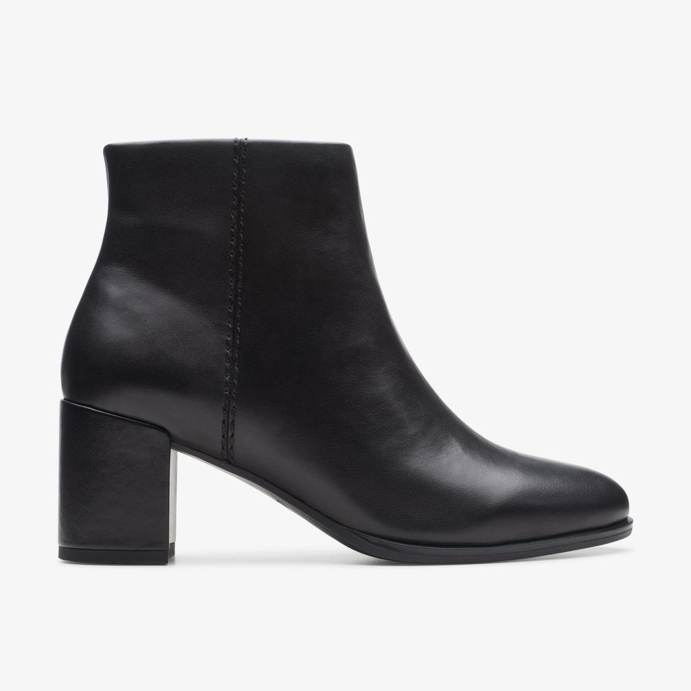 Freva 55 Zip Ankle Boot Black Leather | Clarks on Sale - Women