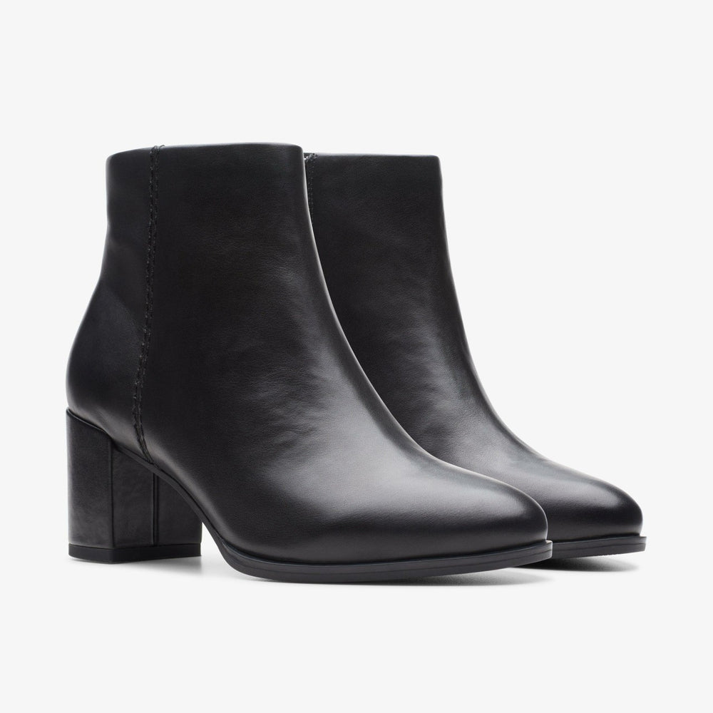 Freva 55 Zip Ankle Boot Black Leather | Clarks on Sale - Women