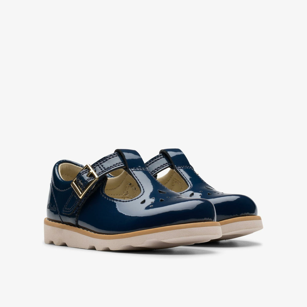 Crown Print Toddler Navy Patent | Clarks on Sale - Babies / Kids