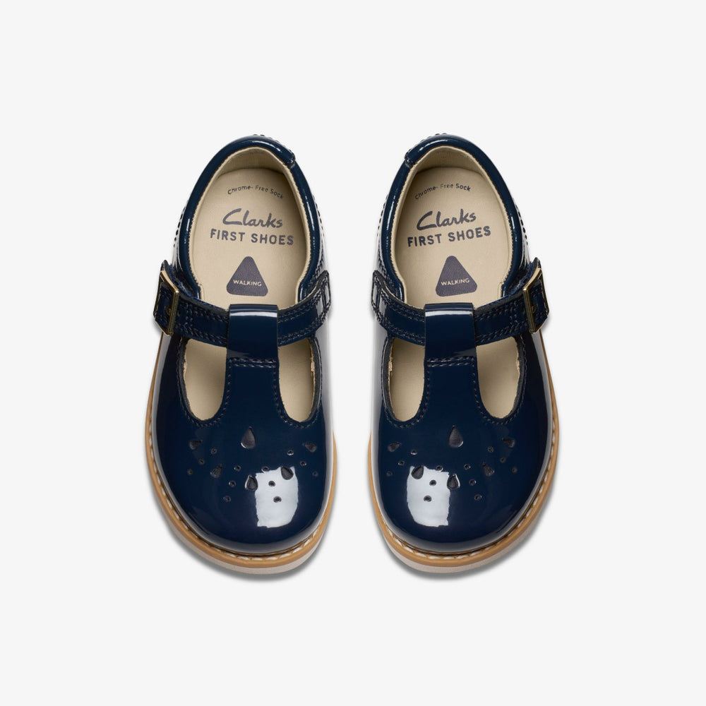 Crown Print Toddler Navy Patent | Clarks on Sale - Babies / Kids