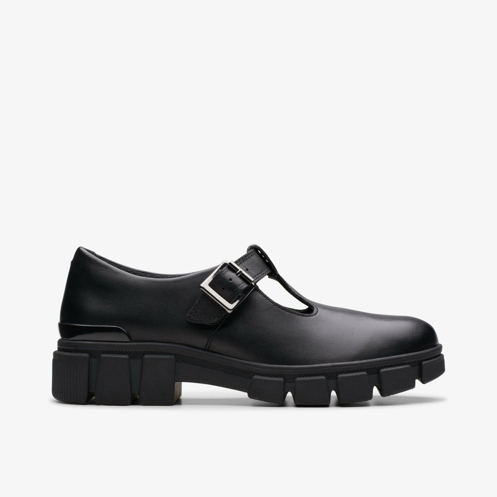 Evyn Bar Youth Black Leather | Clarks Sale - Kids