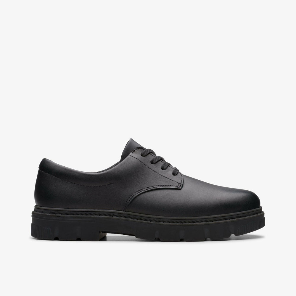 Lorcam Loop Youth Black Leather | Clarks Sale - Kids