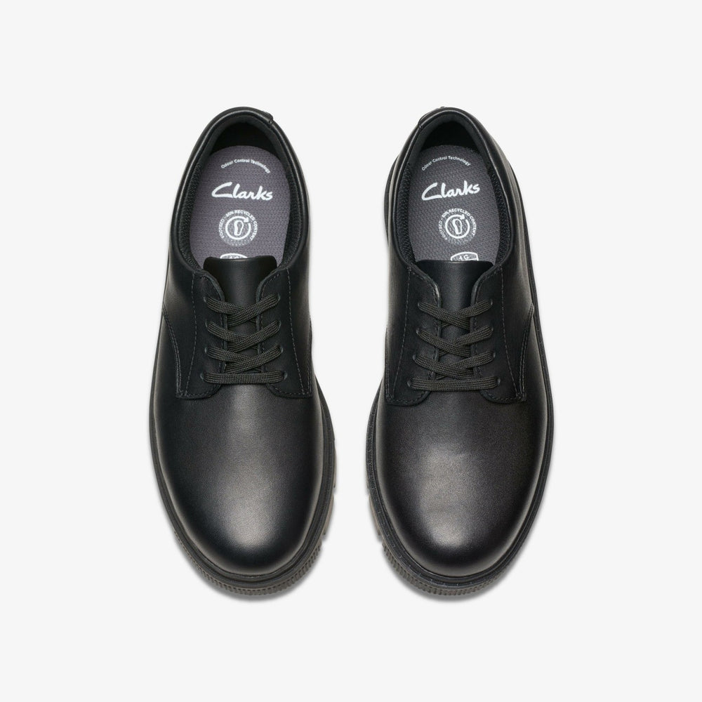 Lorcam Loop Youth Black Leather | Clarks Sale - Kids