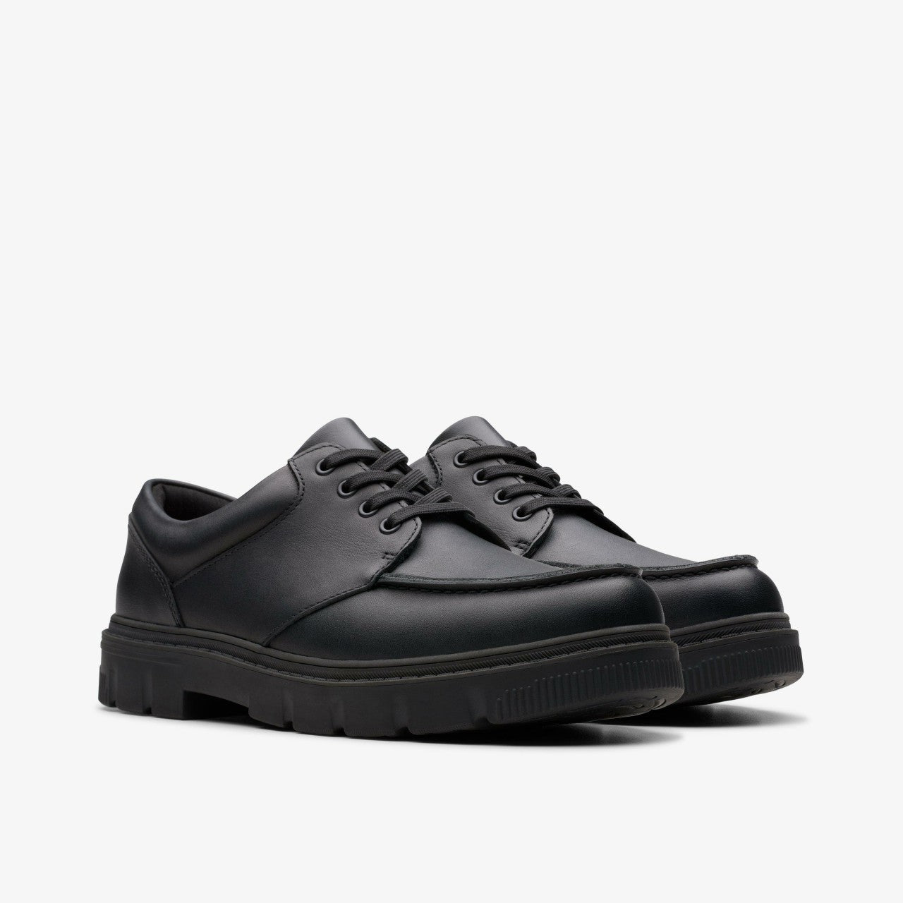 Lorcam Edge Youth Black Leather | Clarks on Sale - Kids