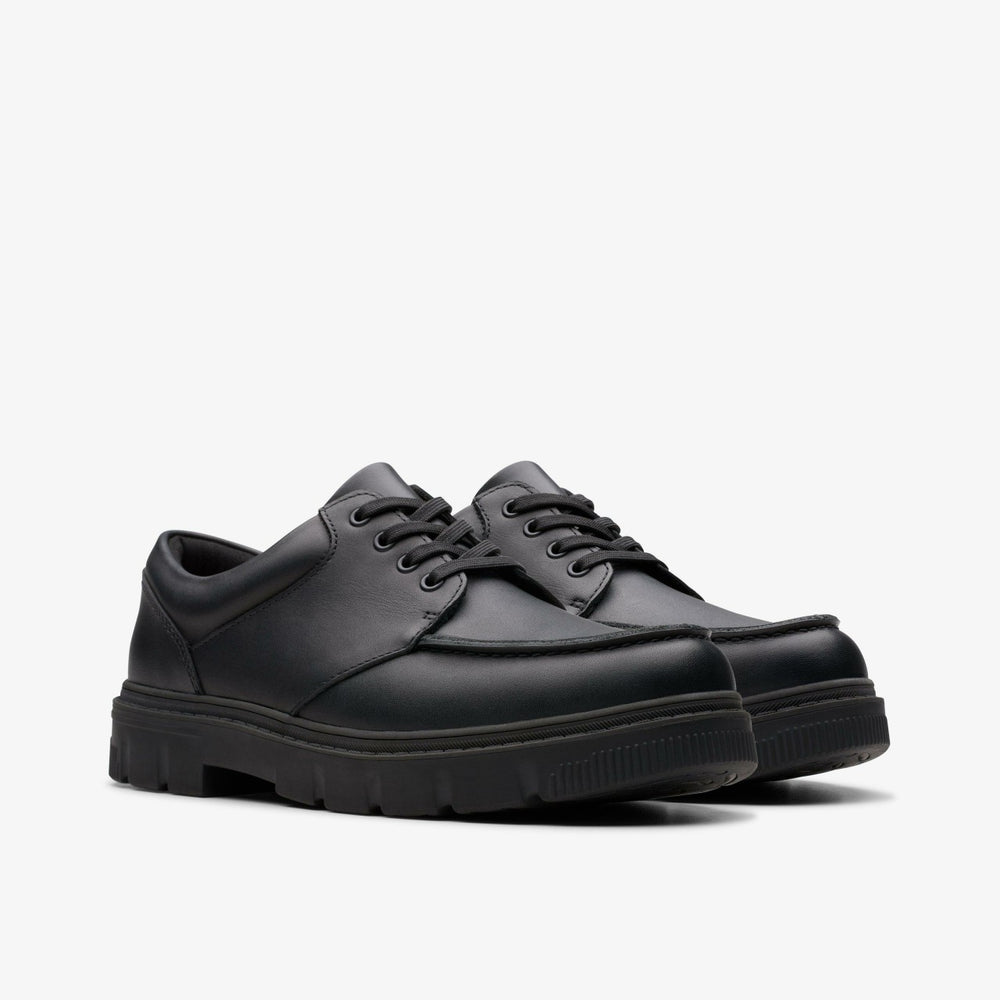 Lorcam Edge Youth Black Leather | Clarks on Sale - Kids