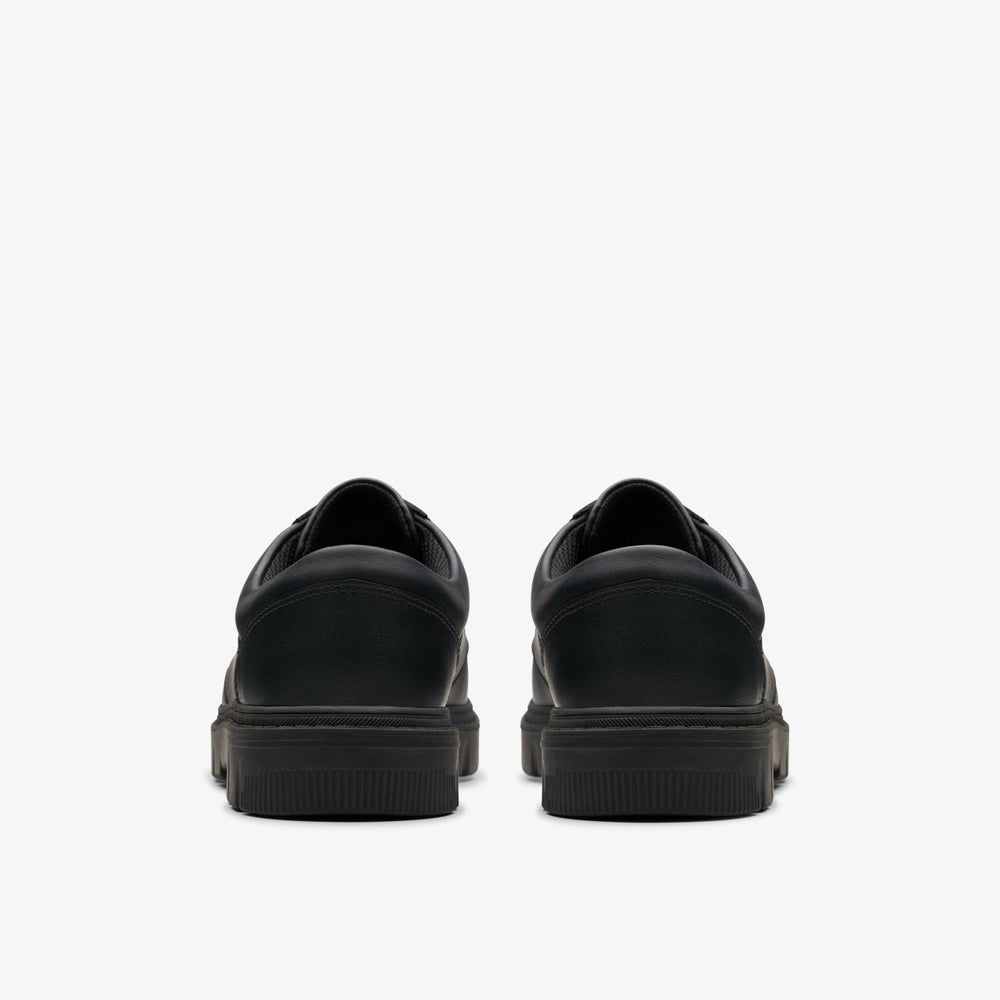 Lorcam Edge Youth Black Leather | Clarks on Sale - Kids
