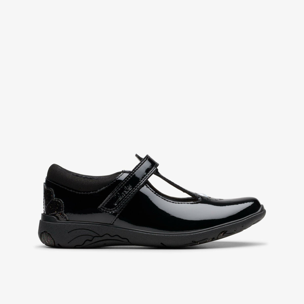 Relda Gem Kid Black Patent | Clarks discount - Kids