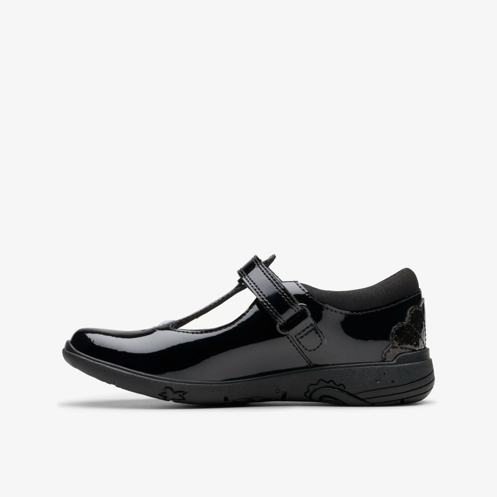 Relda Gem Kid Black Patent | Clarks discount - Kids