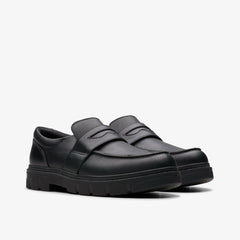 Lorcam Craft Youth Black Leather | Clarks on Sale - Kids