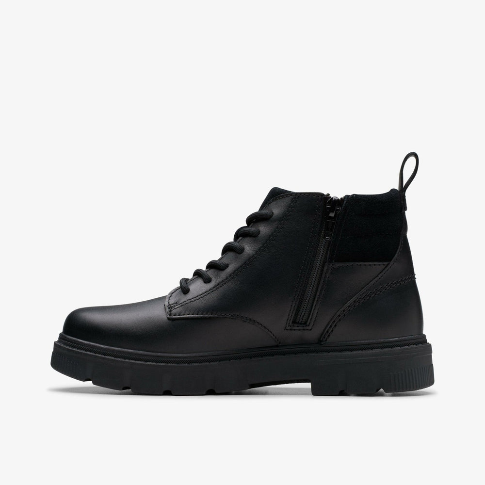 Lorcam Trail Youth Black Leather | Clarks outlet - Kids