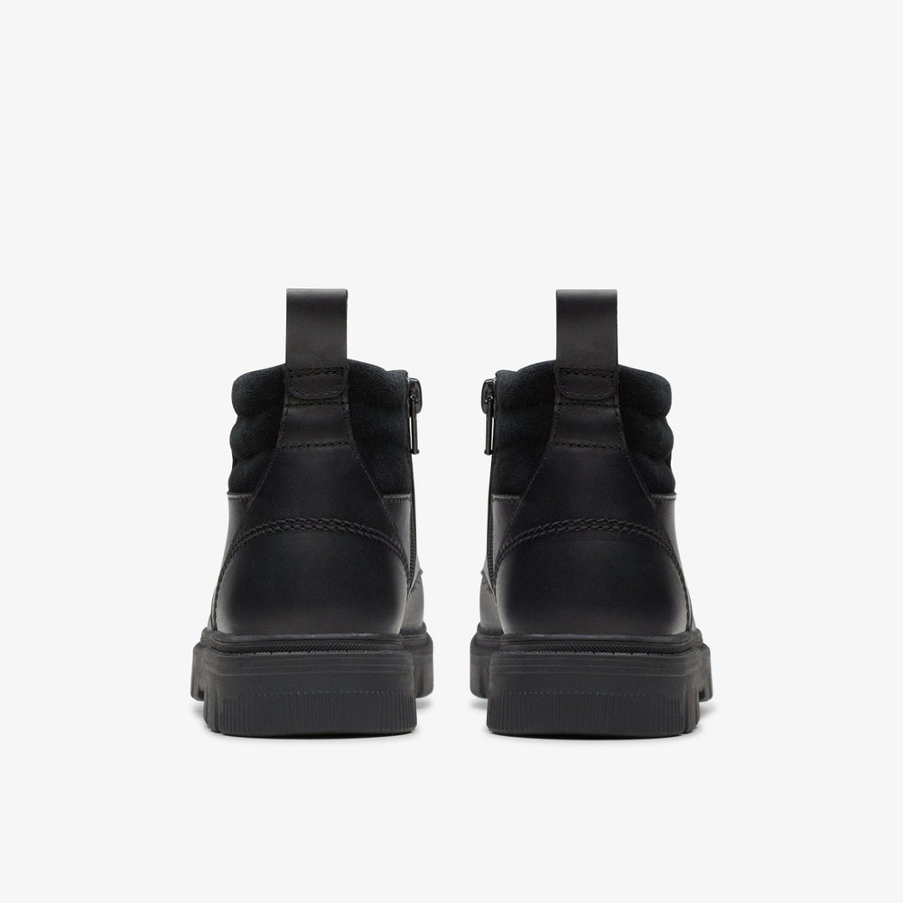 Lorcam Trail Youth Black Leather | Clarks outlet - Kids