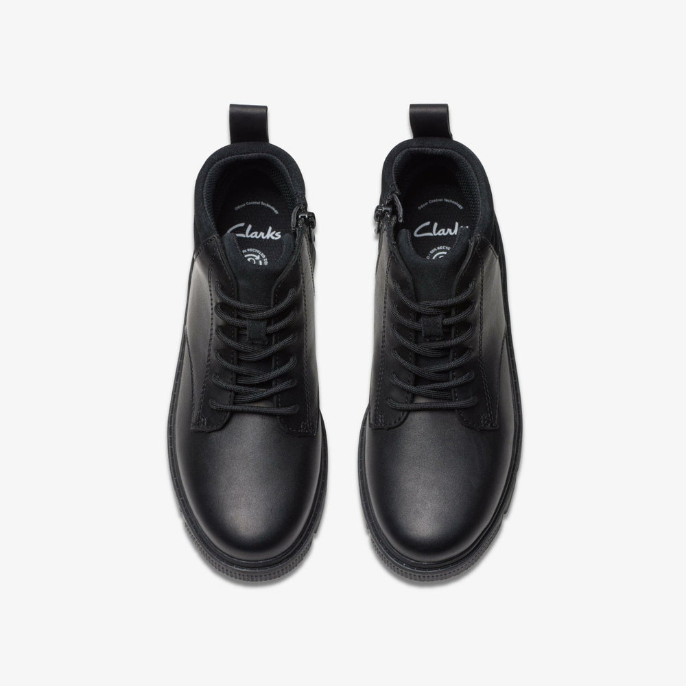Lorcam Trail Youth Black Leather | Clarks outlet - Kids