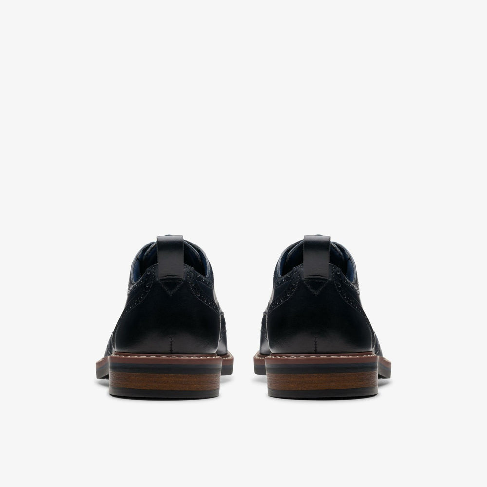 Aldwin Limit Brogue Navy Leather | Clarks on Sale - Men