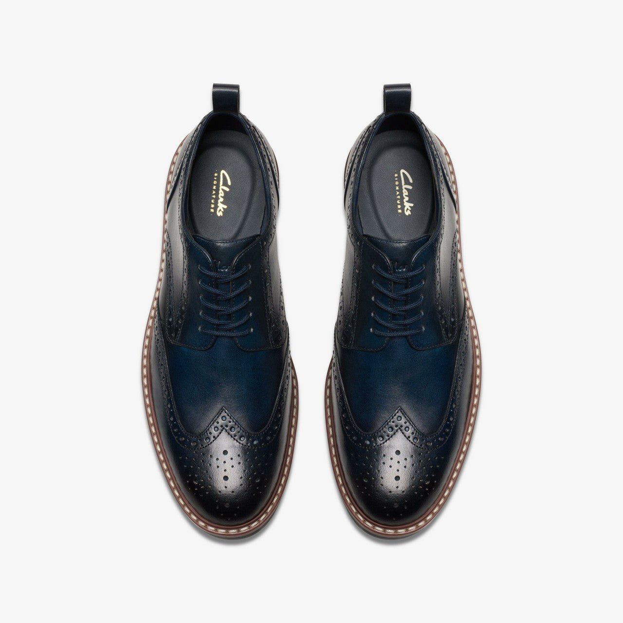 Aldwin Limit Brogue Navy Leather | Clarks on Sale - Men