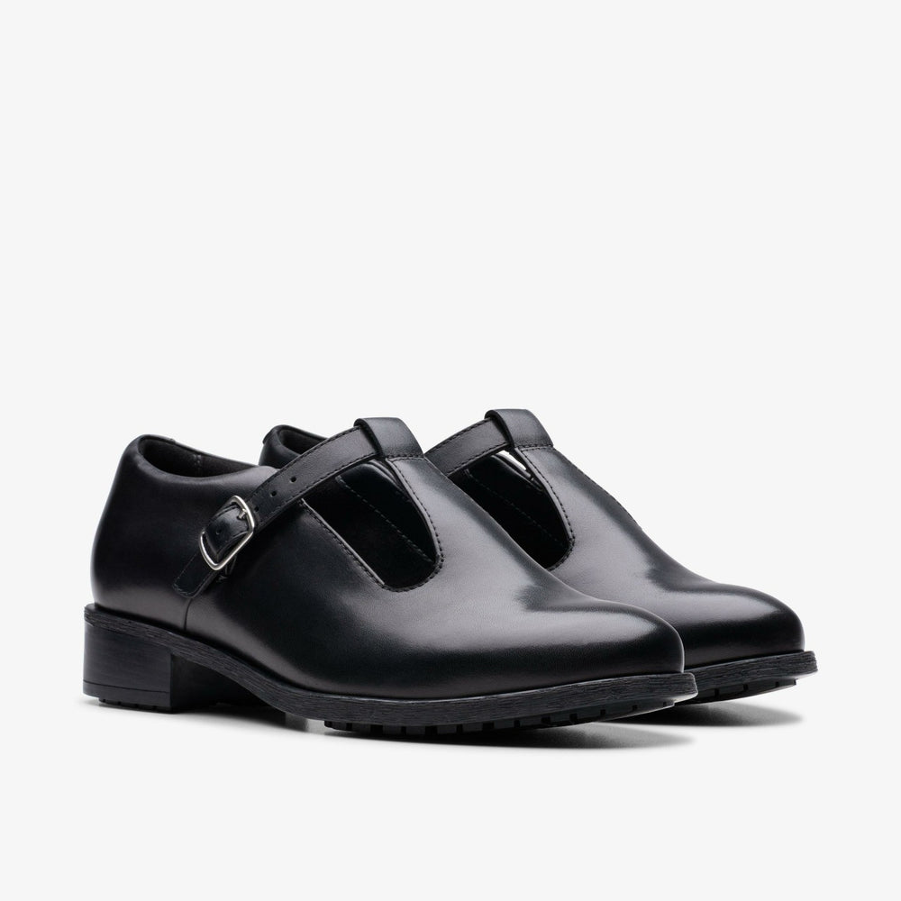 Havisham Bar Black Leather | Clarks outlet - Women