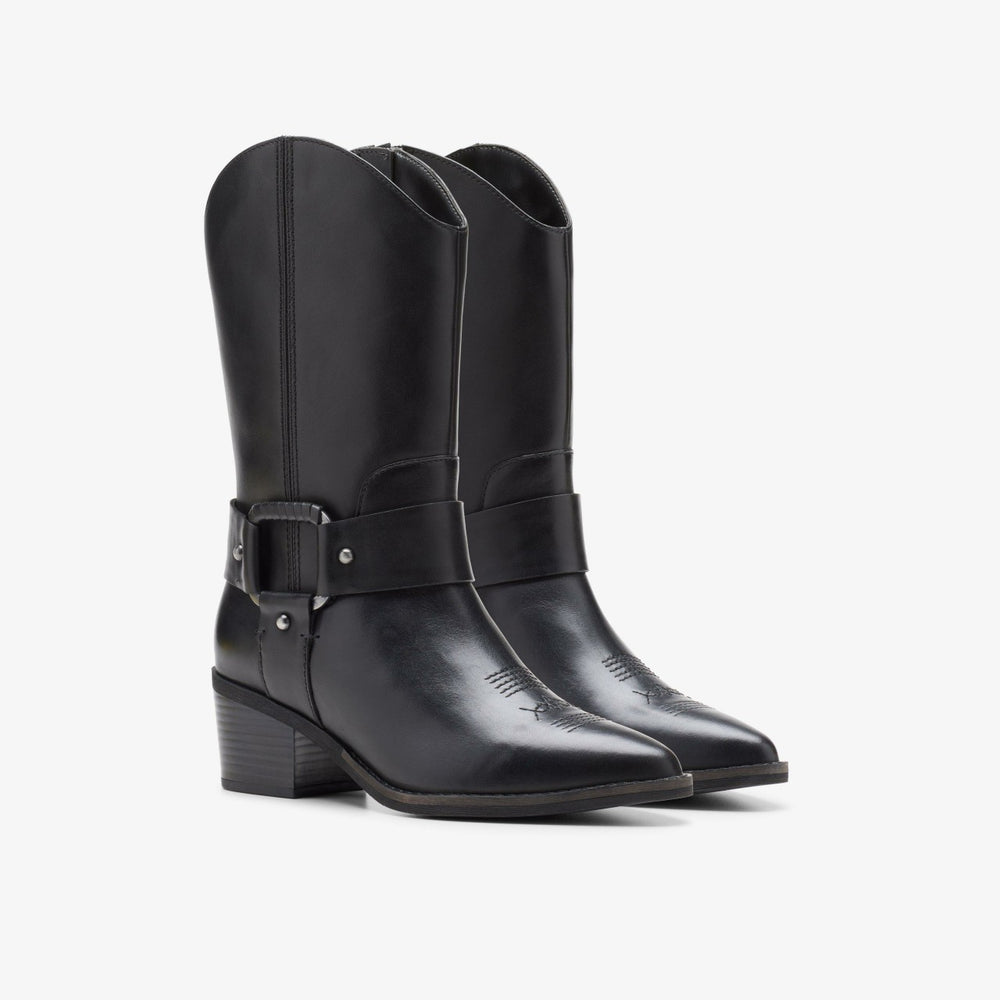 Morzine Rise Black Leather | Clarks for sale - Women