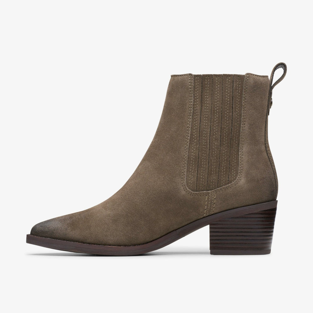 Morzine Top Ankle Boot Mole Grey Suede | Clarks for sale - Women