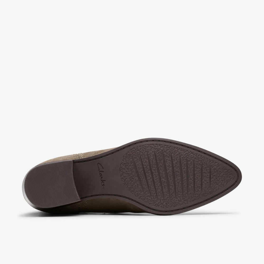 Morzine Top Ankle Boot Mole Grey Suede | Clarks for sale - Women