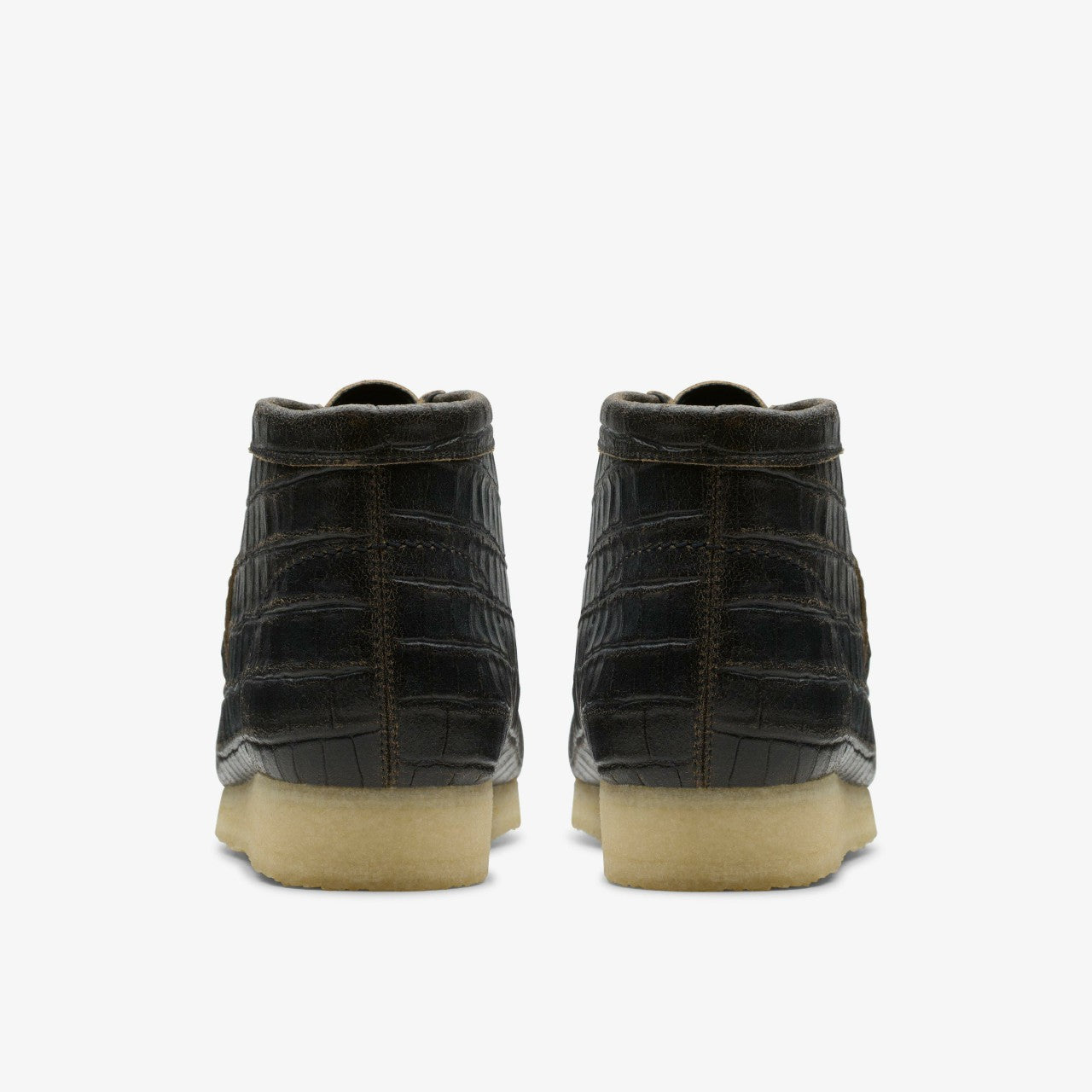 Wallabee Boot Black Crocodile Distress | Clarks for sale - Men