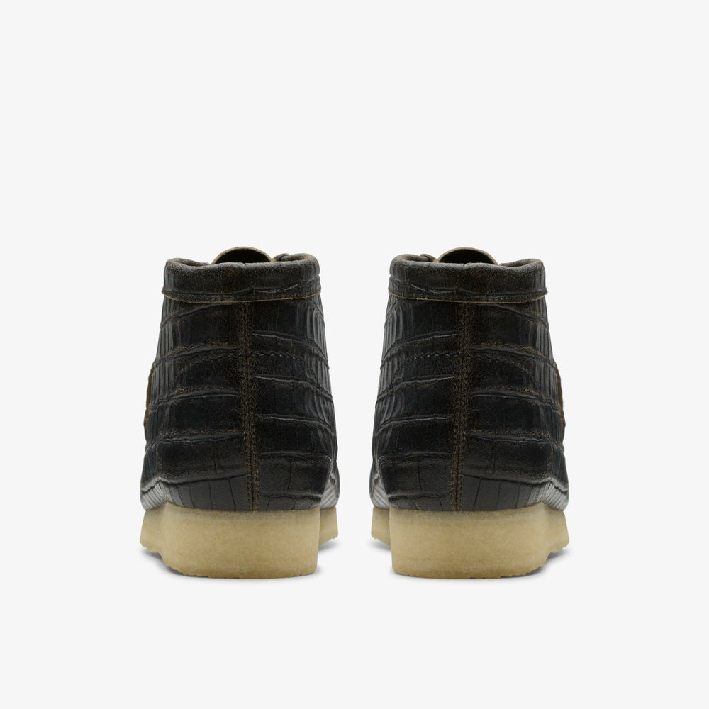 Wallabee Boot Black Crocodile Distress | Clarks for sale - Men