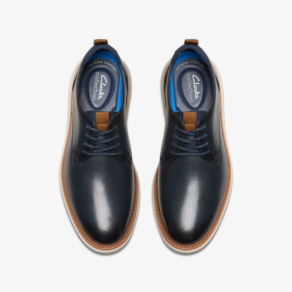 Brantin Plain Navy Leather | Clarks discount - Men