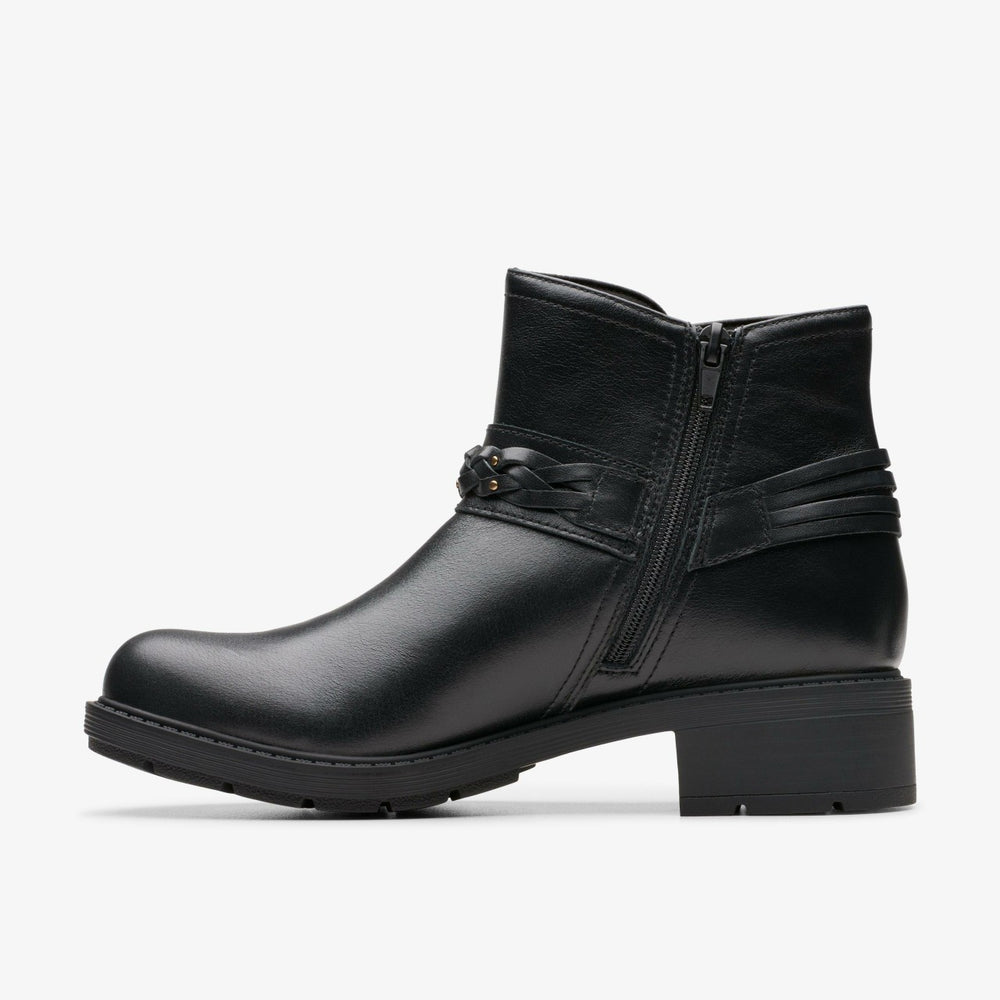 Hearth Kaylie Ankle Boot Black Leather | Clarks outlet - Women
