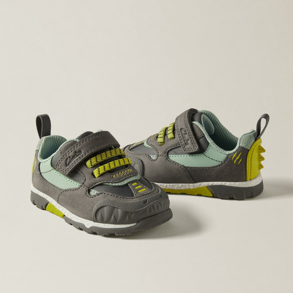 Steggy 2 Park Toddler Grey / Green | Clarks for sale - Kids