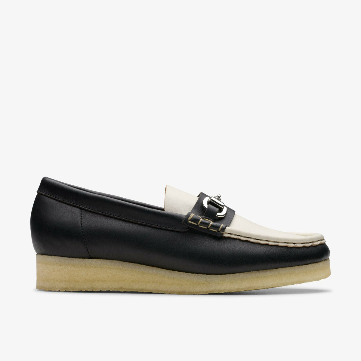 Wallabee Loafer HBIT Black / White Leather | Clarks online - Women