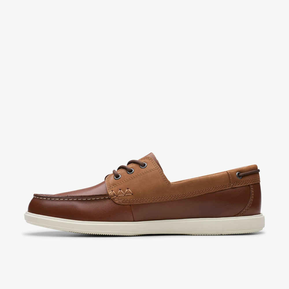 Bratton Boat Dark Tan Leather | Clarks online - Men