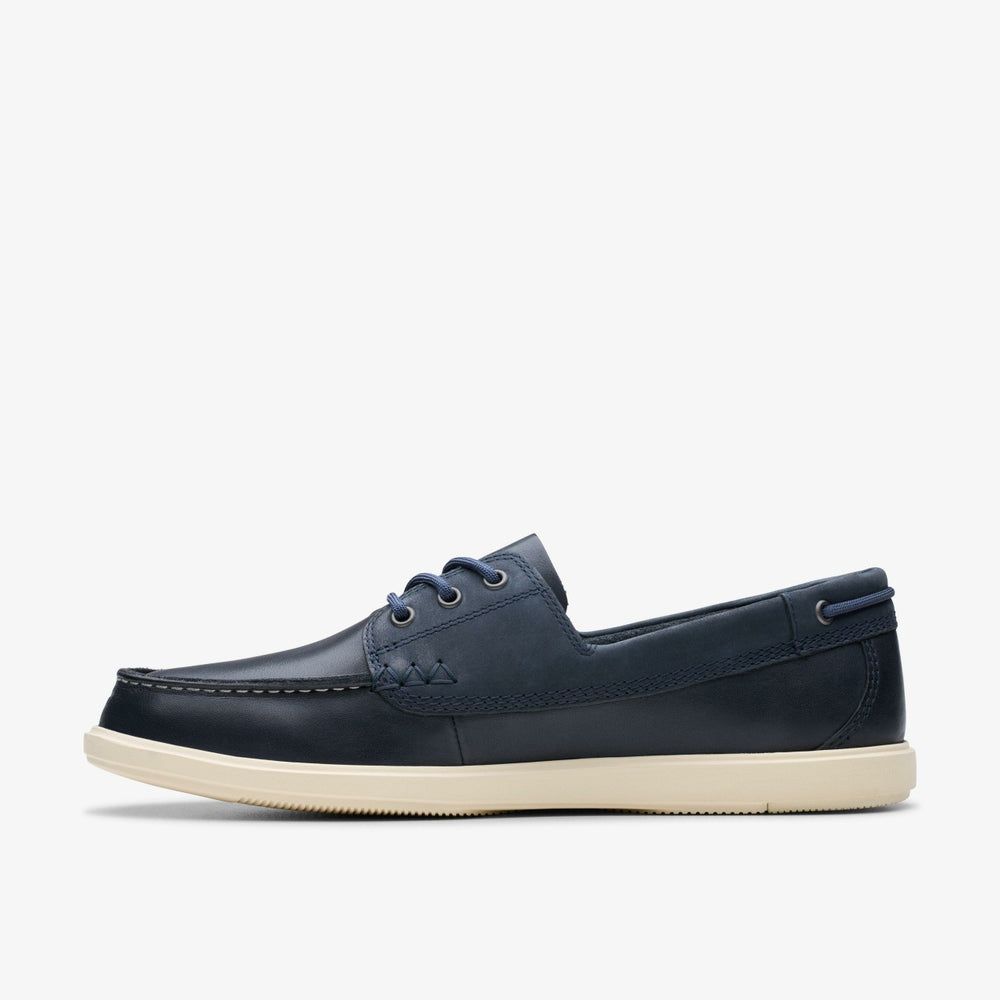 Bratton Boat Navy Leather | Clarks on Sale - Men