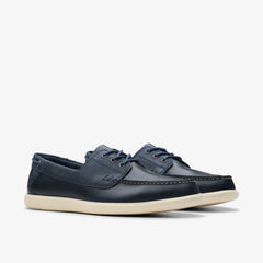 Bratton Boat Navy Leather | Clarks on Sale - Men