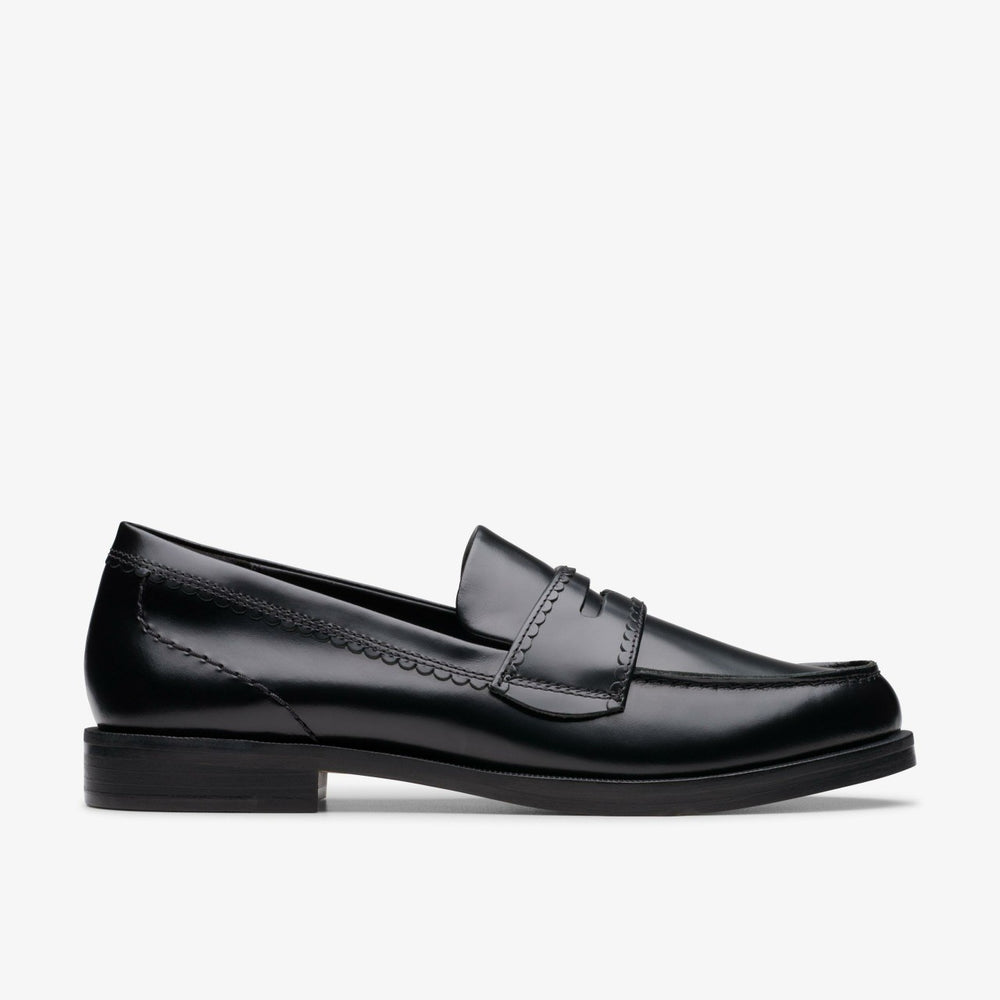 Straven Edge Black Leather | Clarks on Sale - Women