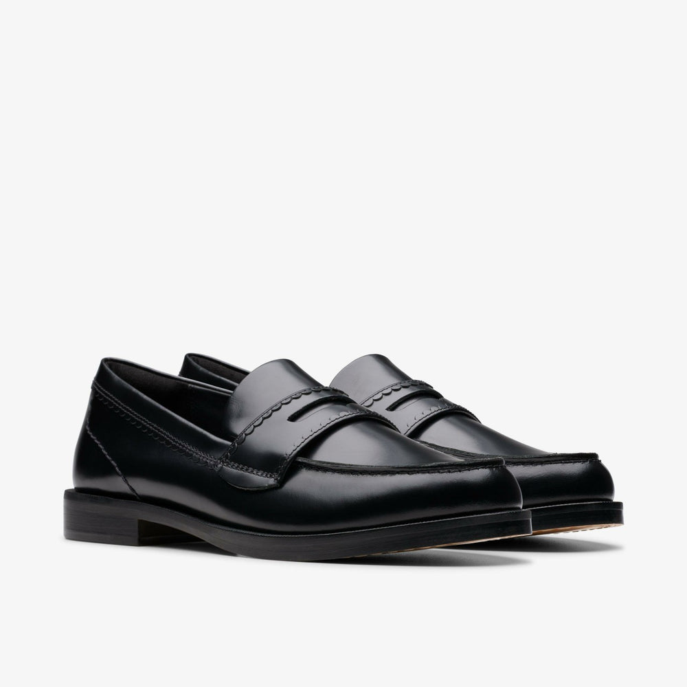 Straven Edge Black Leather | Clarks on Sale - Women
