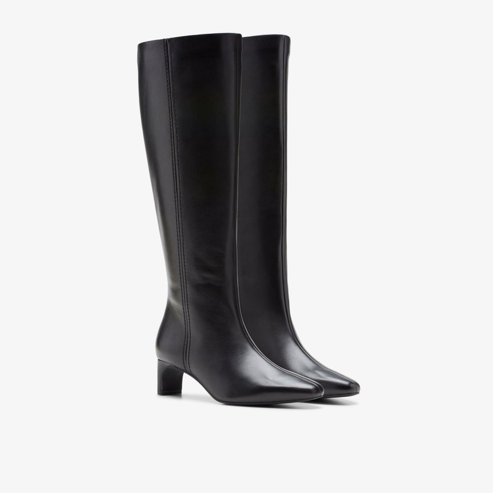 Edina Tall Black Leather | Clarks on Sale - Women