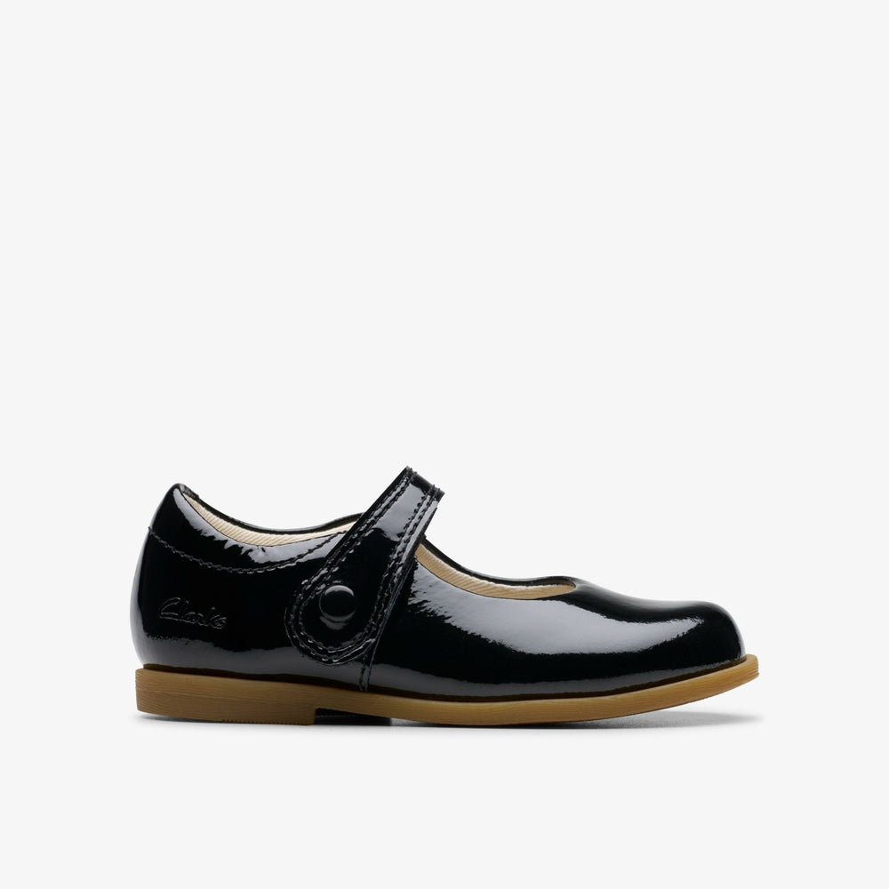 Drew Tap Toddler Black Patent | Clarks for sale - Kids