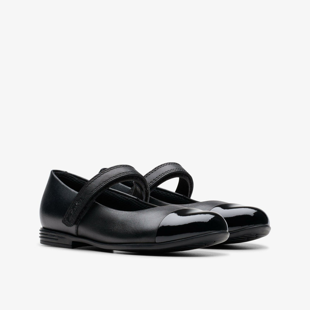Finja Gem Kid Black Leather | Clarks outlet - Kids
