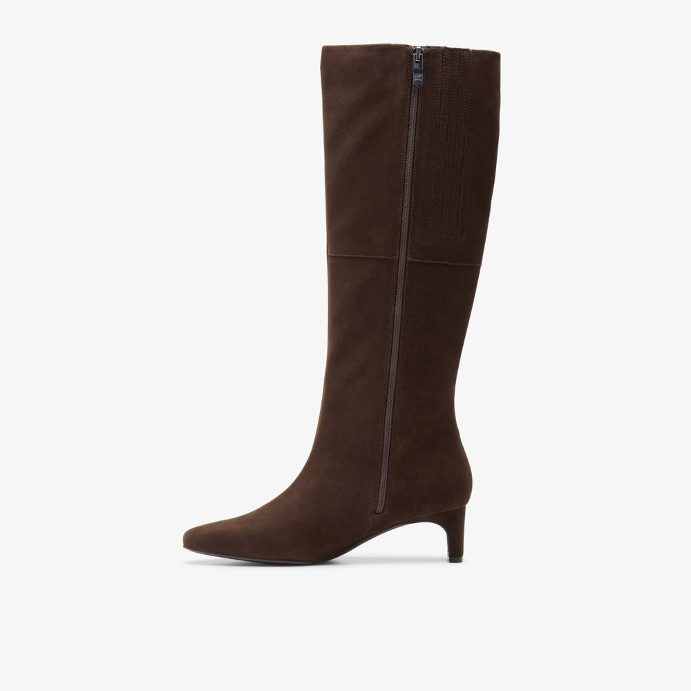 Edina Tall Dark Brown Suede | Clarks for sale - Women
