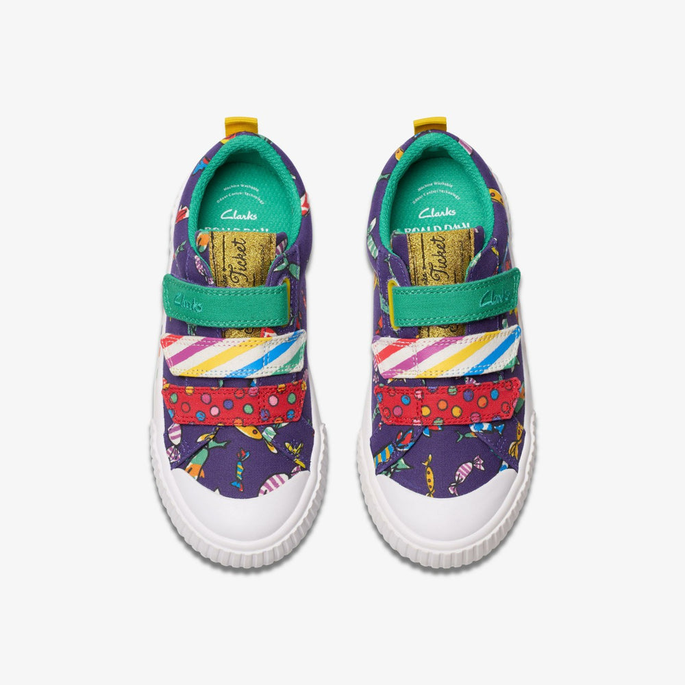 Roald Dahl Charlie & the Chocolate Factory Foxing Mix Kid Purple Canvas | Clarks Sale - Kids