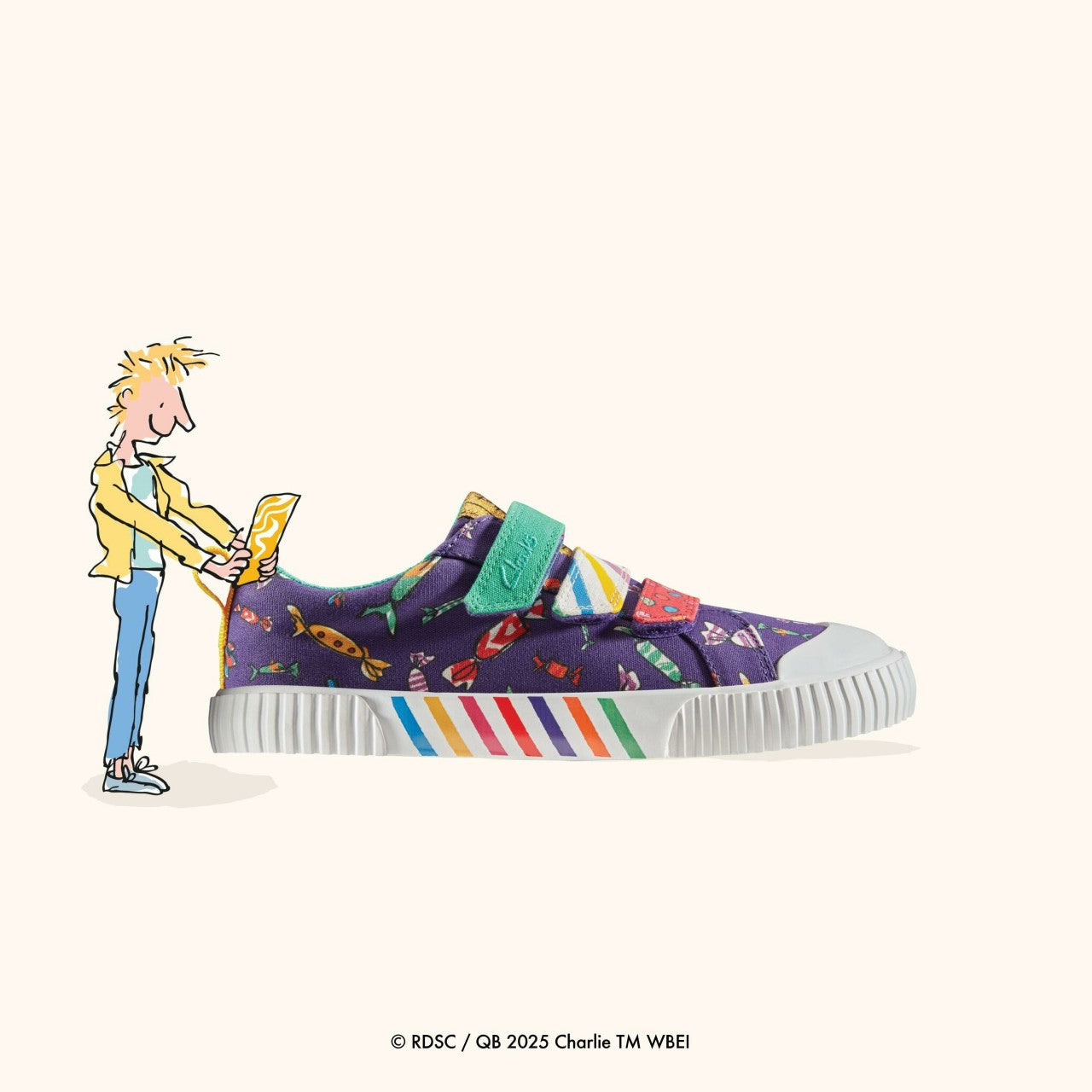 Roald Dahl Charlie & the Chocolate Factory Foxing Mix Kid Purple Canvas | Clarks Sale - Kids