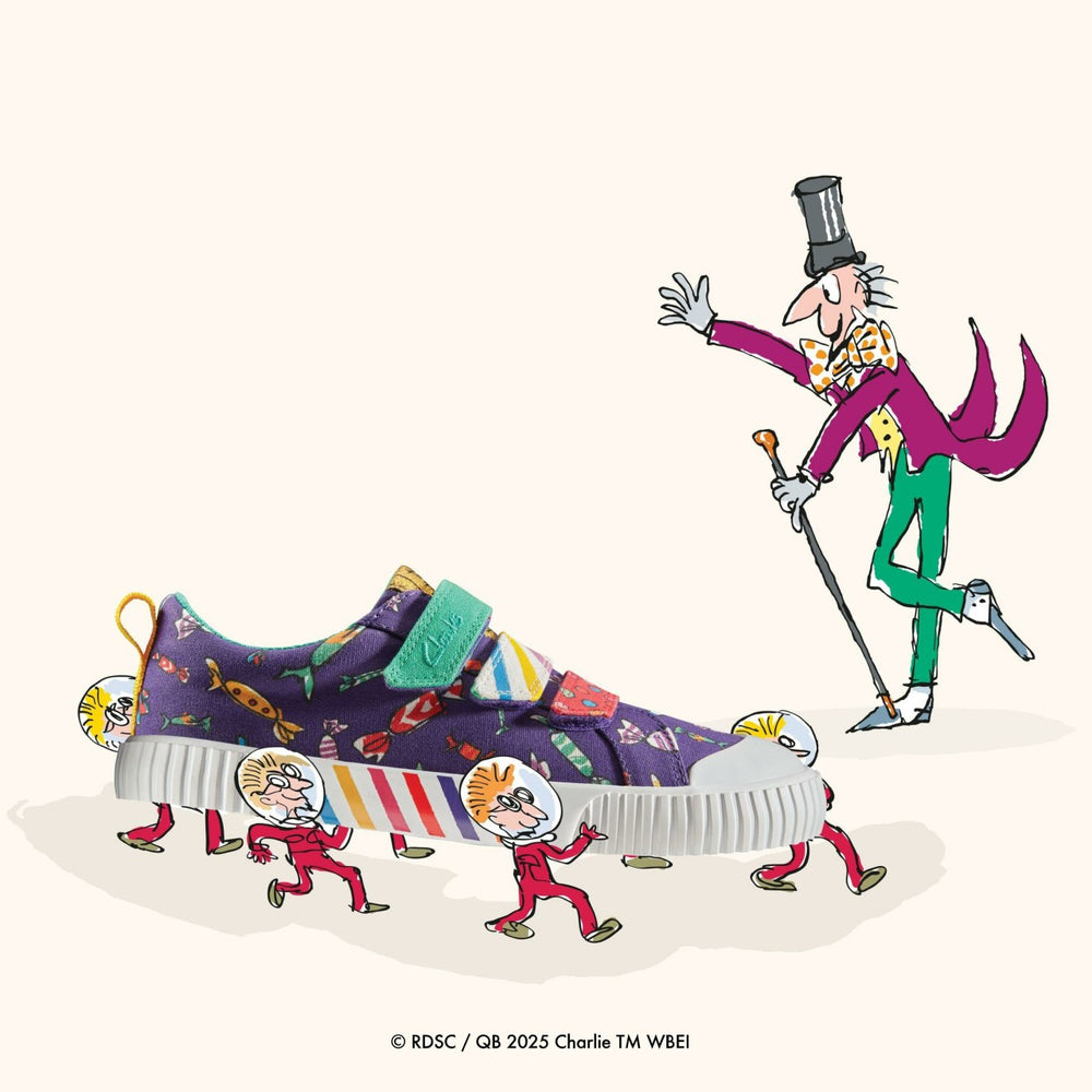 Roald Dahl Charlie & the Chocolate Factory Foxing Mix Kid Purple Canvas | Clarks Sale - Kids