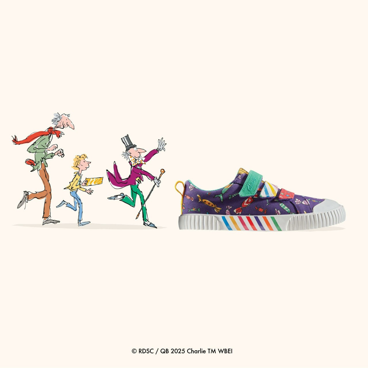 Roald Dahl Charlie & the Chocolate Factory Foxing Mix Kid Purple Canvas | Clarks Sale - Kids