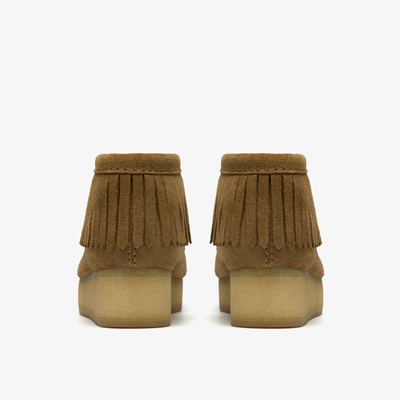 Wallabee Wedge Fringe Light Tan Suede | Clarks for sale - Women