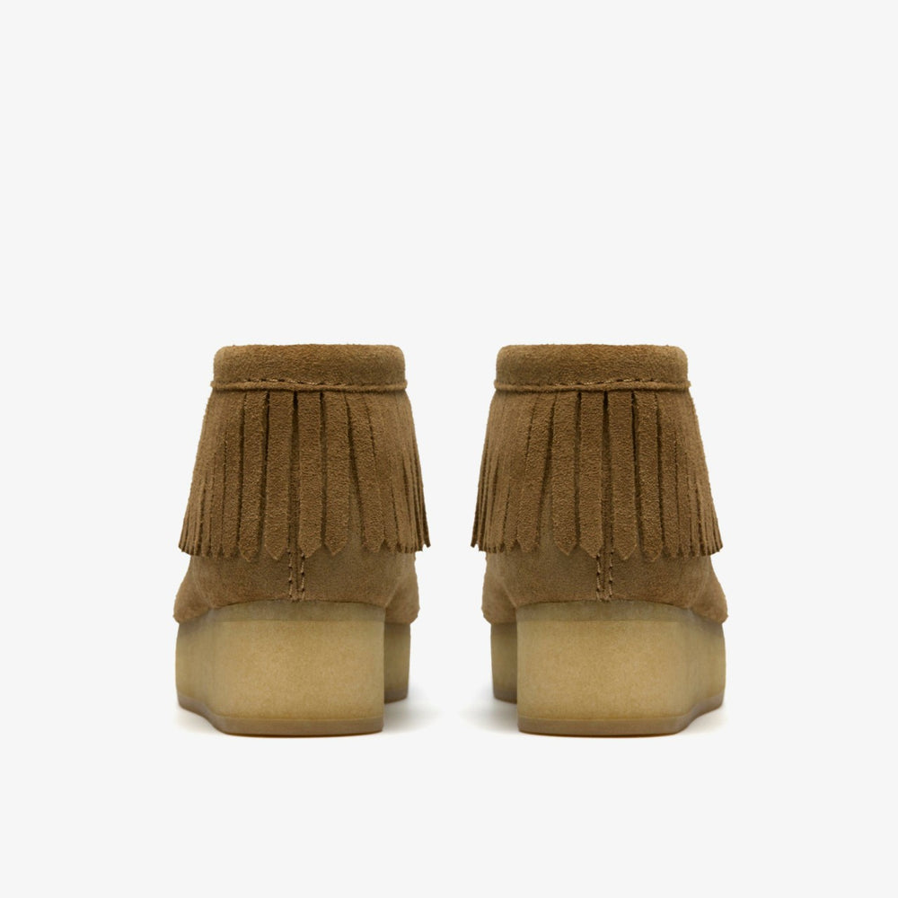 Wallabee Wedge Fringe Light Tan Suede | Clarks for sale - Women