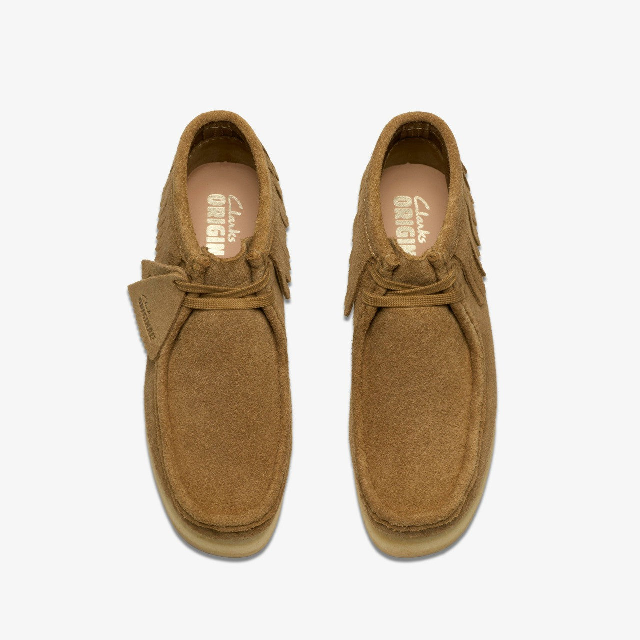 Wallabee Wedge Fringe Light Tan Suede | Clarks for sale - Women