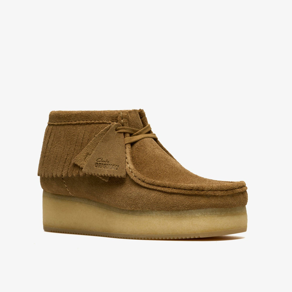 Wallabee Wedge Fringe Light Tan Suede | Clarks for sale - Women