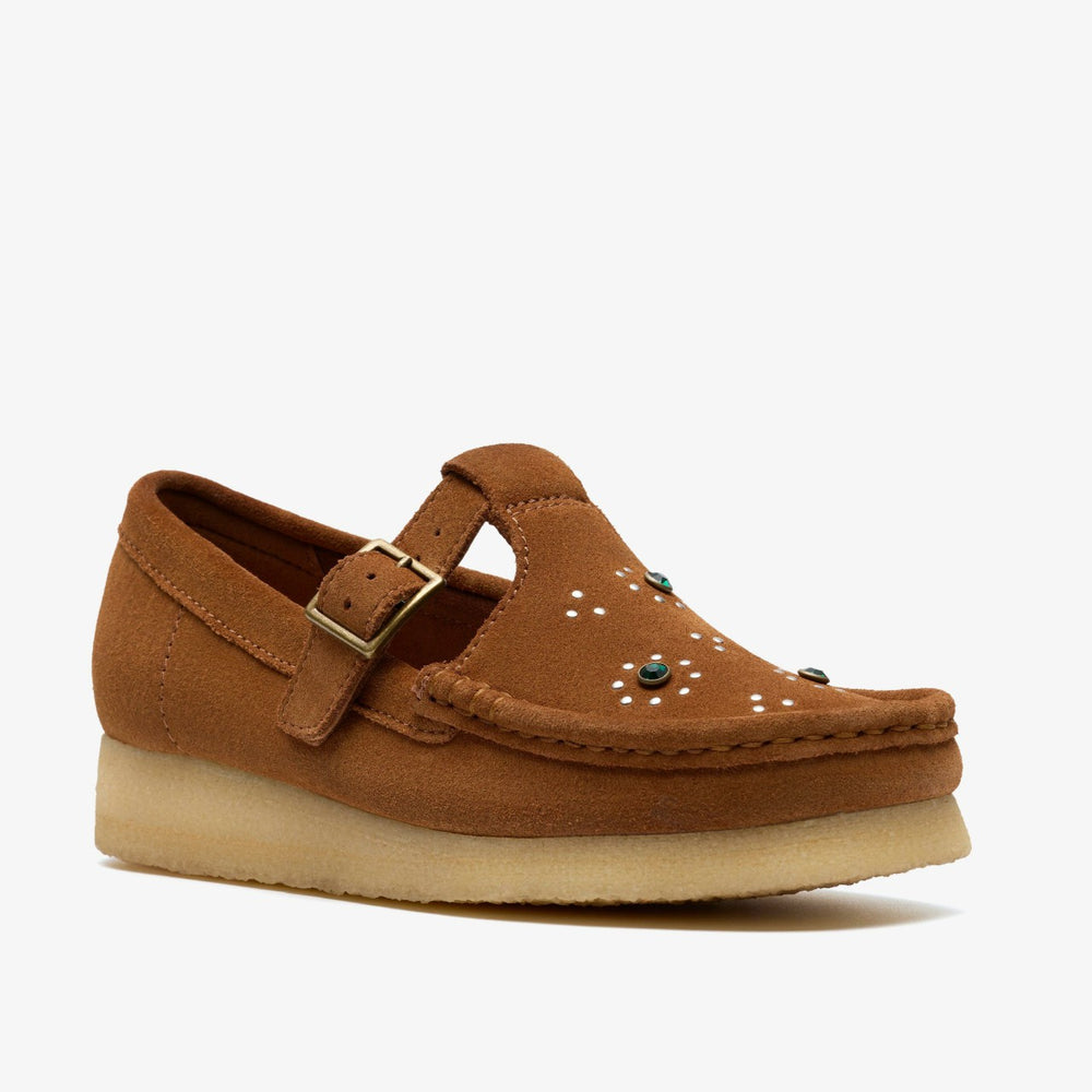 Wallabee T Bar Brown / Orange Suede | Clarks outlet - Women