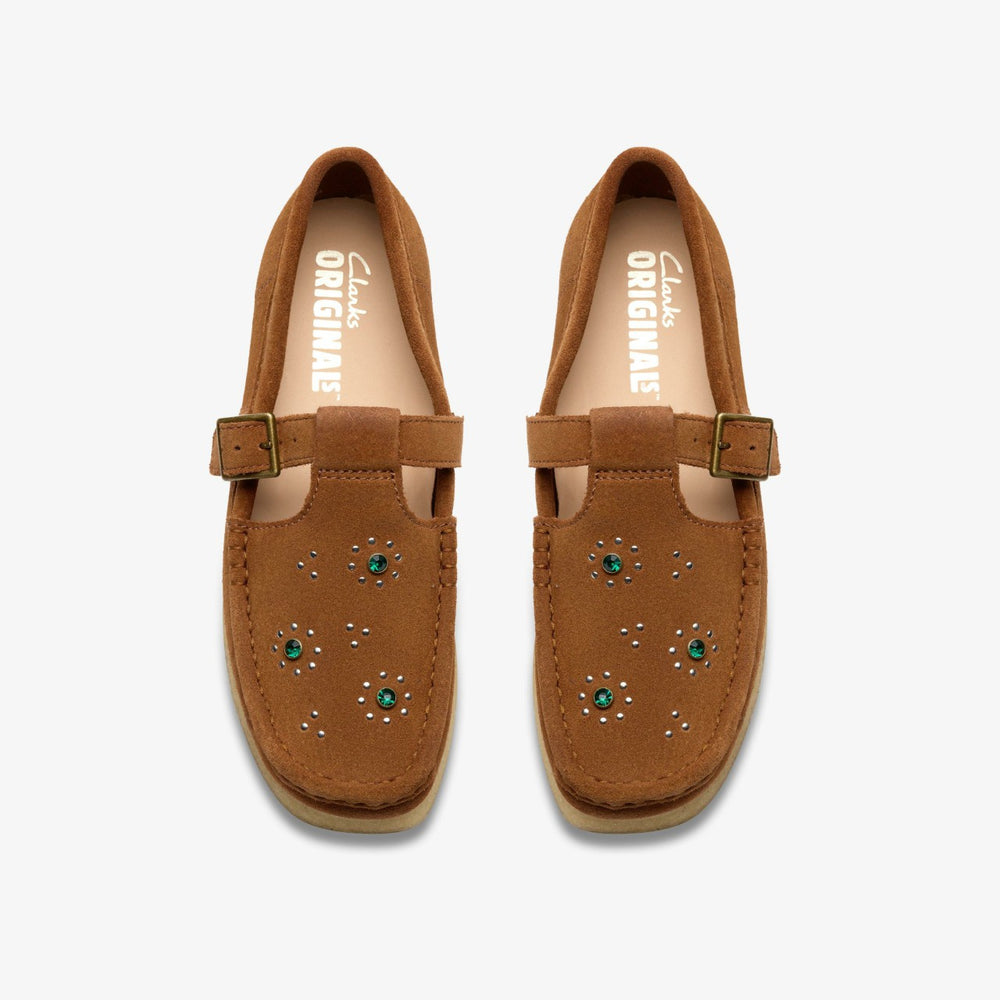 Wallabee T Bar Brown / Orange Suede | Clarks outlet - Women